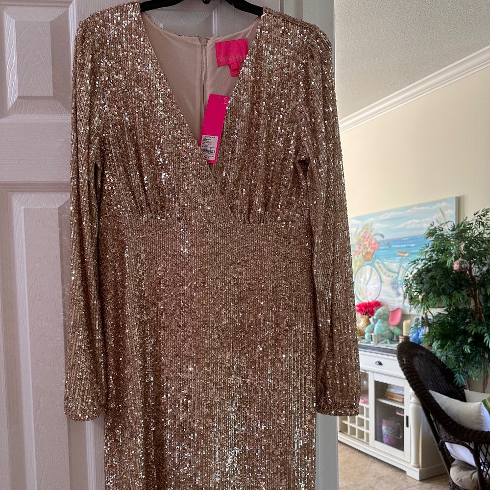 NWT Lilly Pulitzer  Reagan Long Sleeve Sequin Dress SZ 12